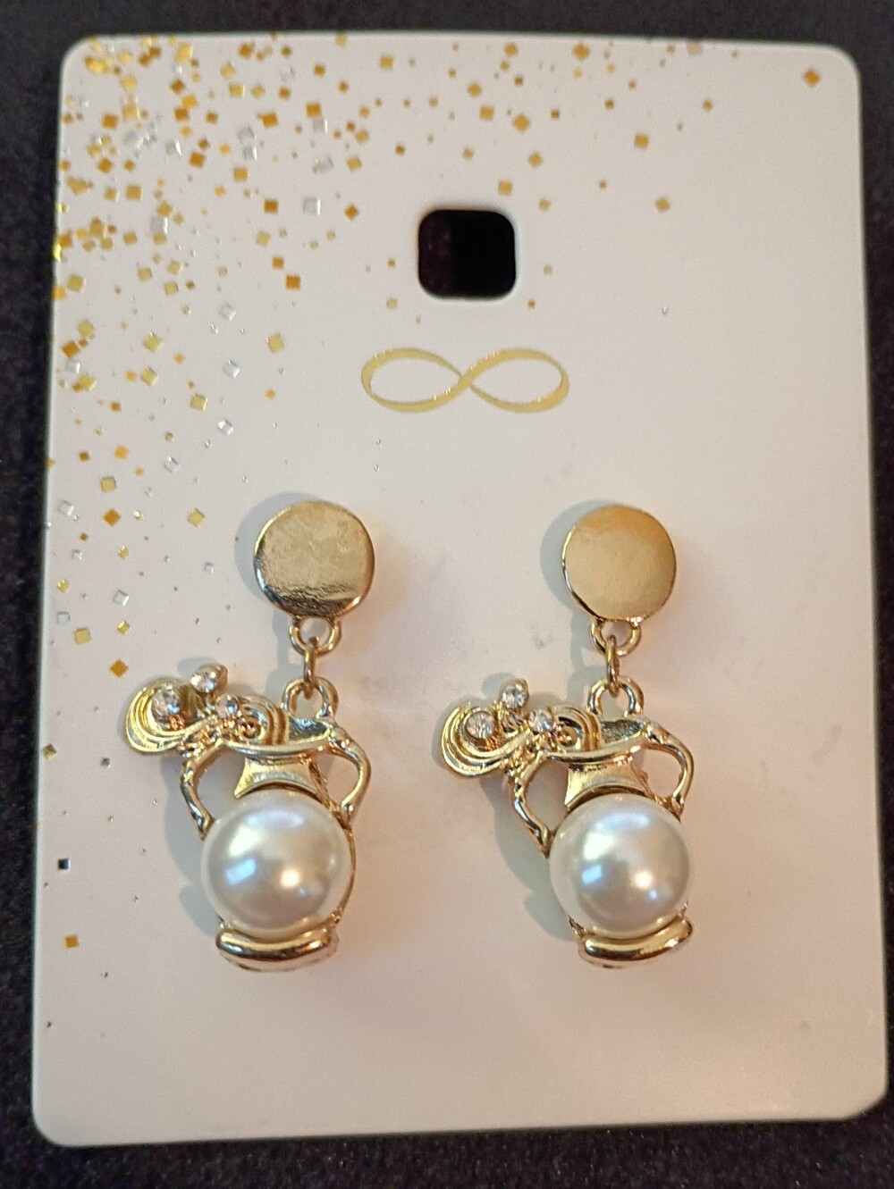 Fashion Jewelry Gold White Pearl Drop Dangle Earrings